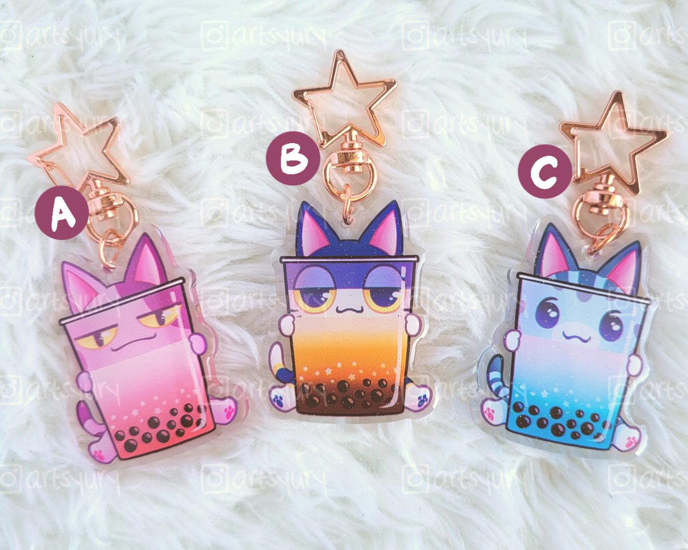 Acrylic Charms: Boba Cats