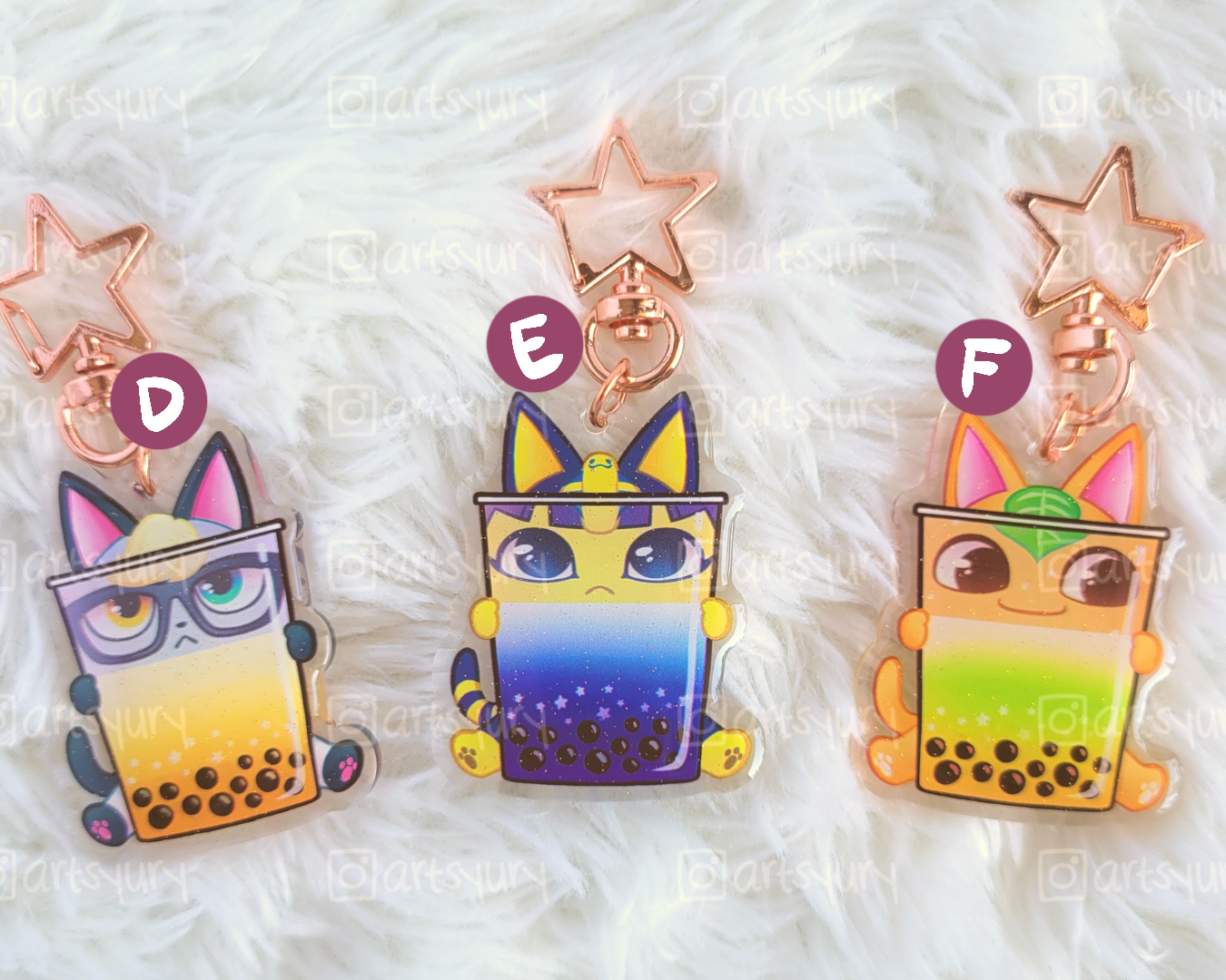 Acrylic Charms: Boba Cats